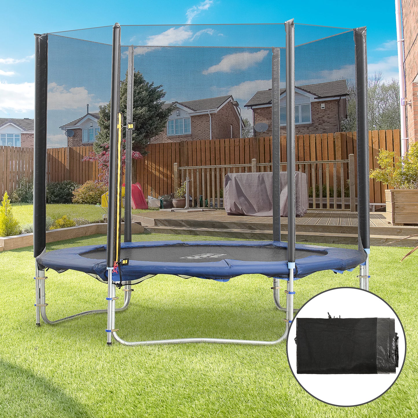 Soozier 8FT Round Trampoline Enclosure Net Outdoor Bounce Safety Net Replacement for 6 Poles Black