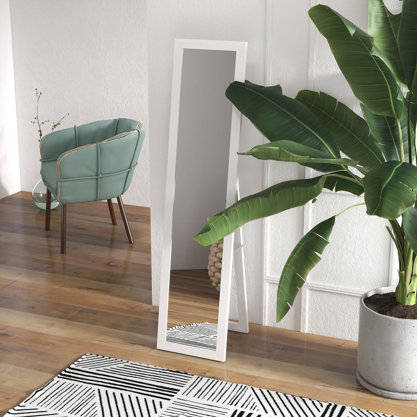 15" x 62" Full Length Mirror for Bedroom, Free Standing Dressing Mirror, Wall Mirror for Living Room, White