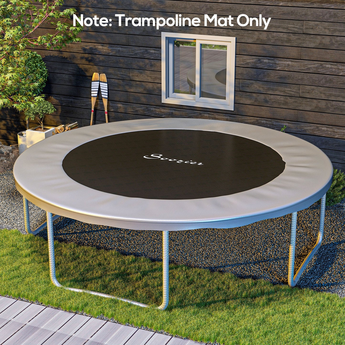 Soozier Trampoline Mat Replacement with Spring Pull Tool and 72 V-Hooks, Fits 12ft Trampoline, Using 5.5" Springs, Orange
