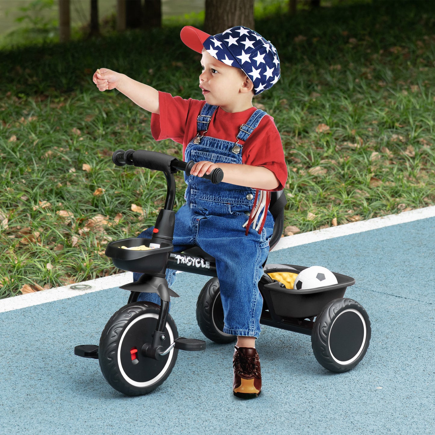 Qaba Tricycle for 2-5 Years Old, Toddler Bike with Adjustable Seat, Black