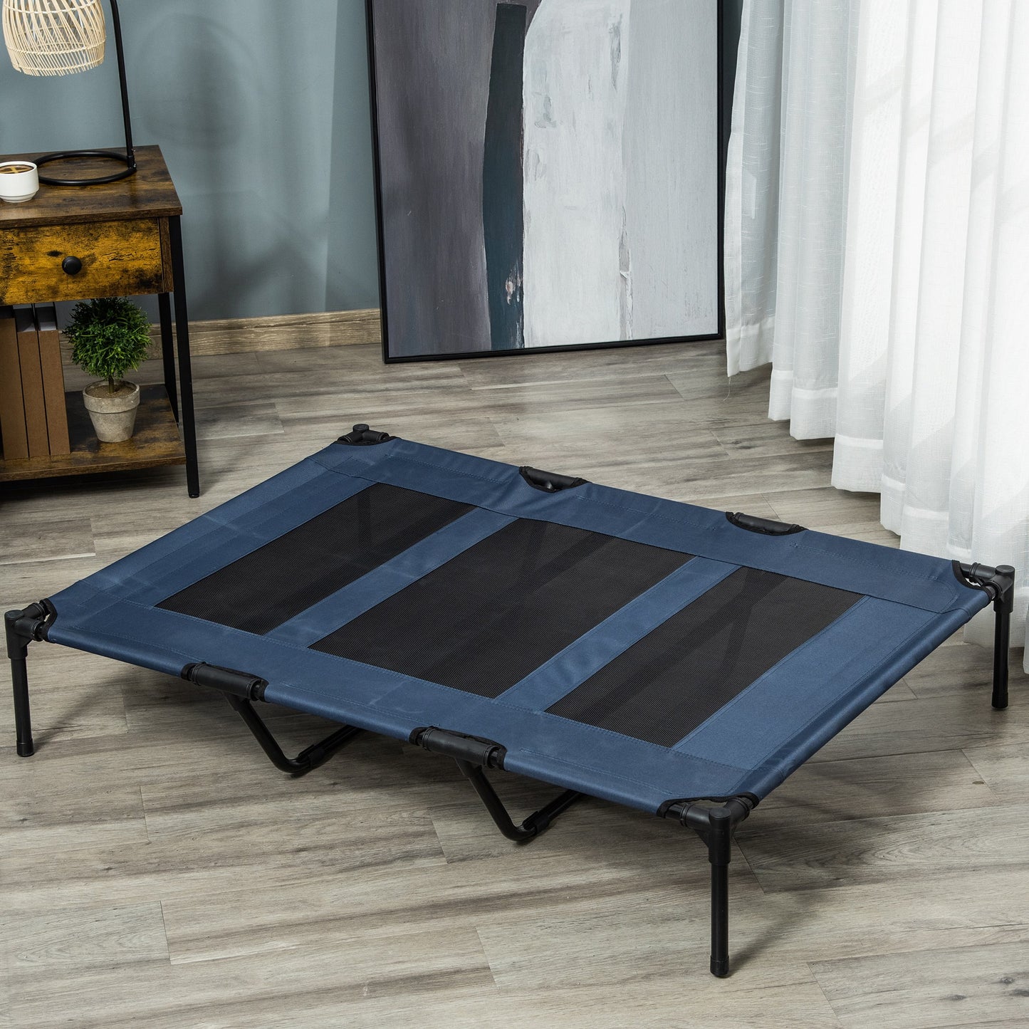 48" X 36" X 9" Elevated Pet Bed with Carrying Bag, Dark Blue