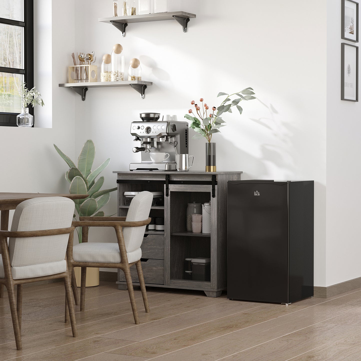 Compact Refrigerator, Mini Fridge with Freezer, Adjustable Shelf, Mechanical Thermostat and Reversible Door, Black