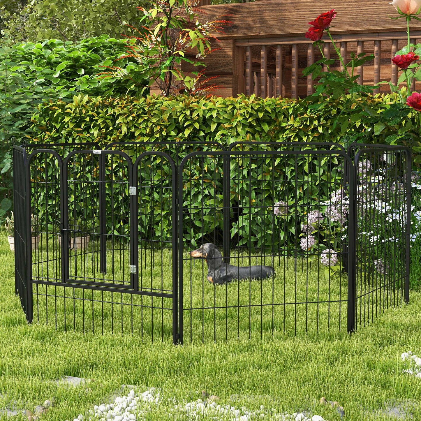 8 Panel Pet Playpen Play Yard Fence Home DIY Heavy-Duty Metal Foldable Indoor Outdoor 31.5"H
