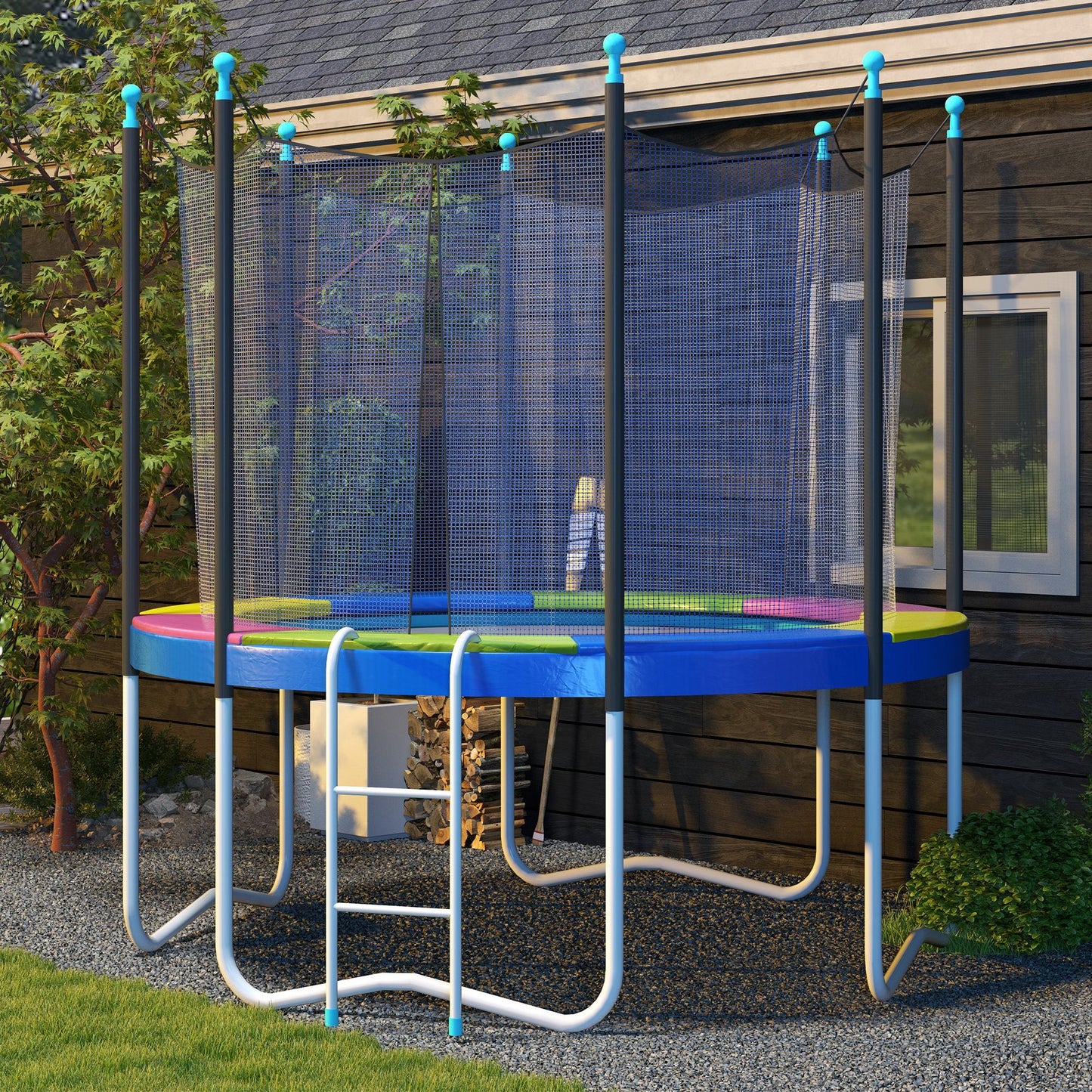 Soozier 8FT Trampoline Spring Cover, Trampoline Pad Replacement, Waterproof and Tear-Resistant, All-Weather Trampoline Accessories, Multi-Colored