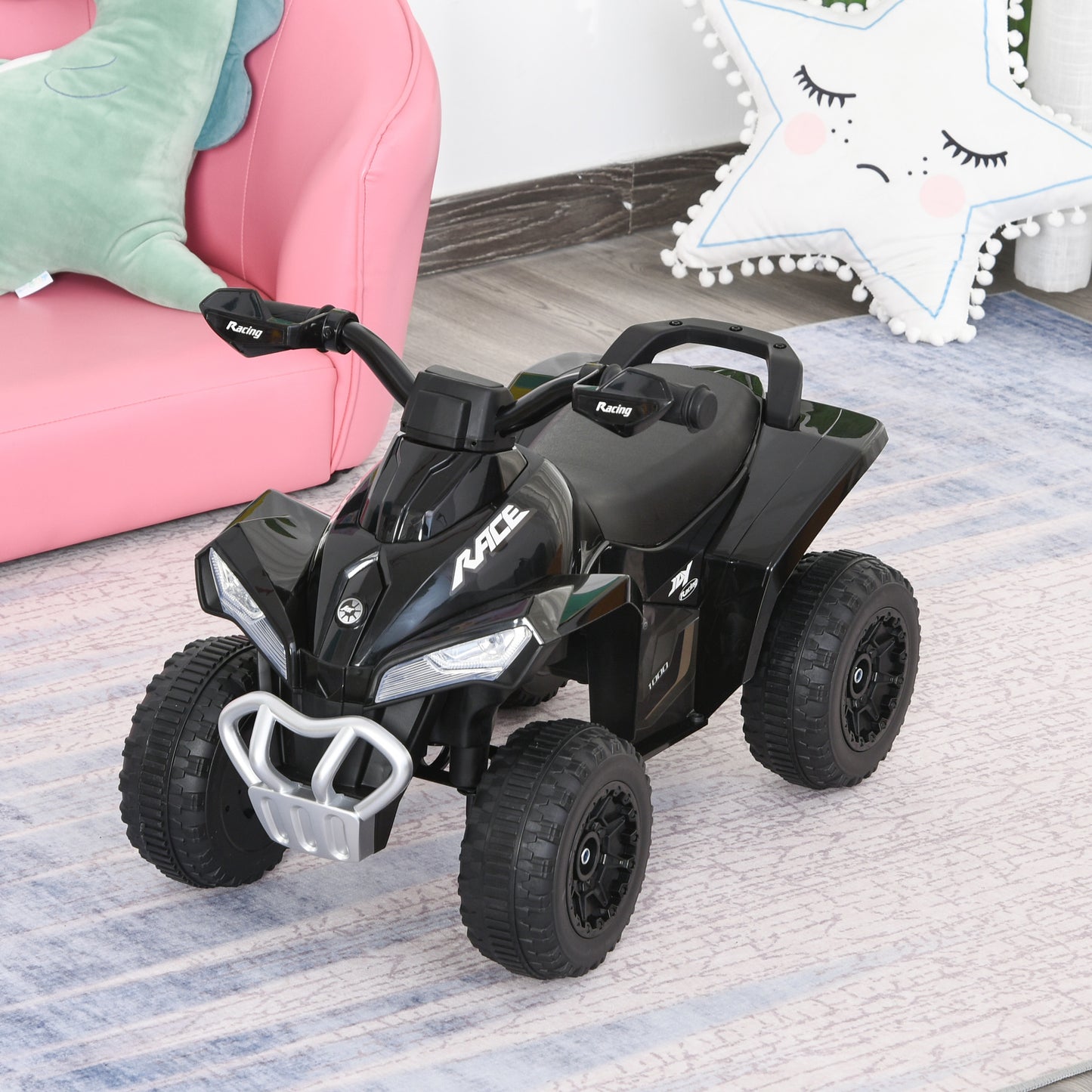 Aosom No Power Baby Ride on Toy for Toddler, Kids Ride on Car Foot to Floor Sliding 4 Wheels with Music, Lightening, for 18-36 Months Black