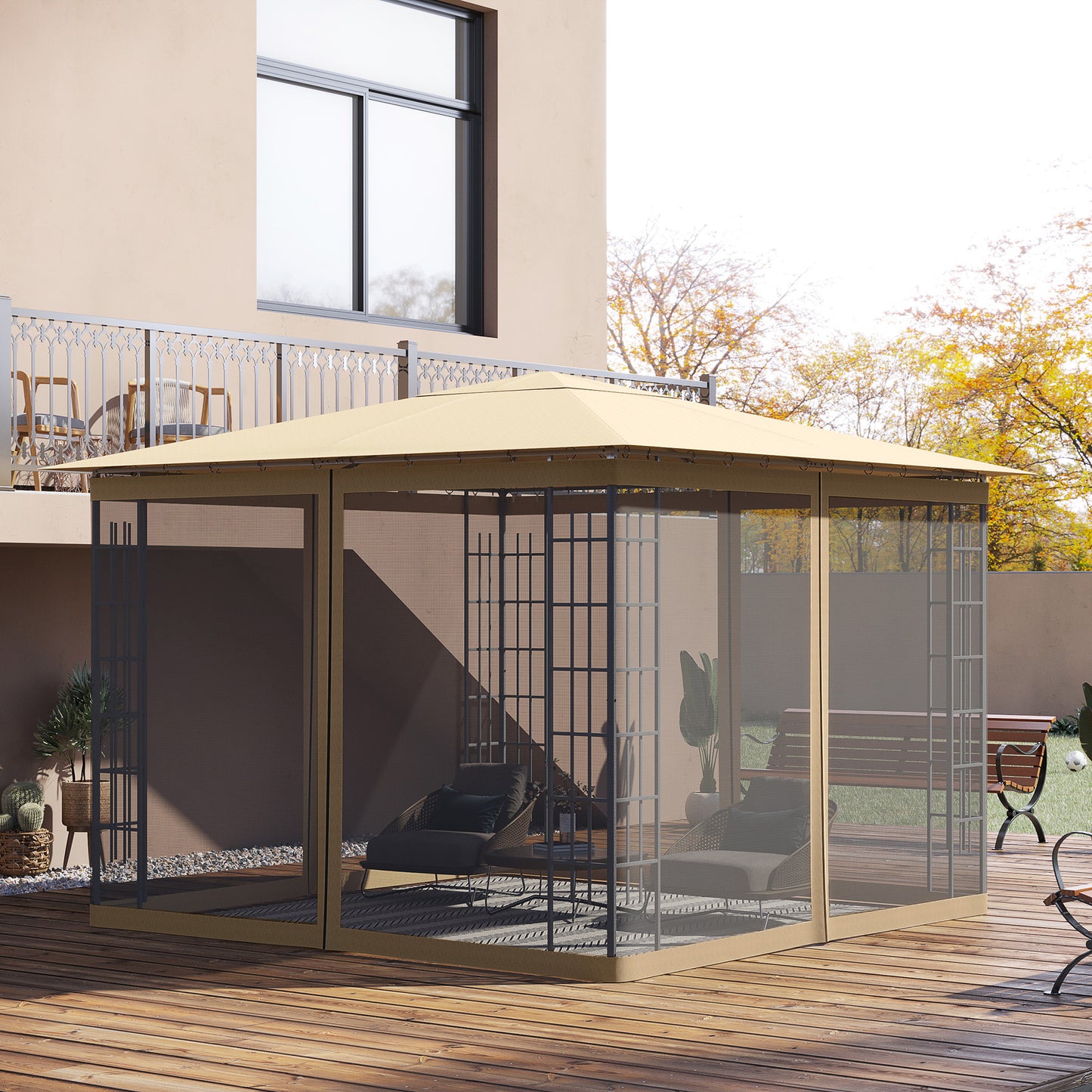 Gazebo Replacement Mosquito Netting 10' x 10' Black Screen Walls for Canopy with Zippers for Parties and Outdoor Activities