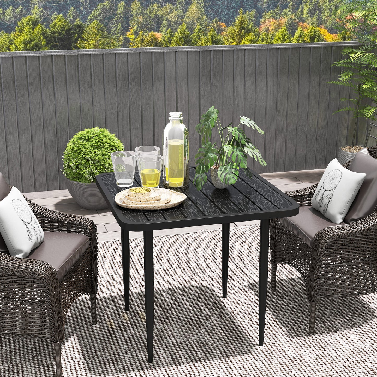 31.5" Patio Dining Table for 4, Metal Square Outdoor Table for Garden, Lawn, Backyard, Black