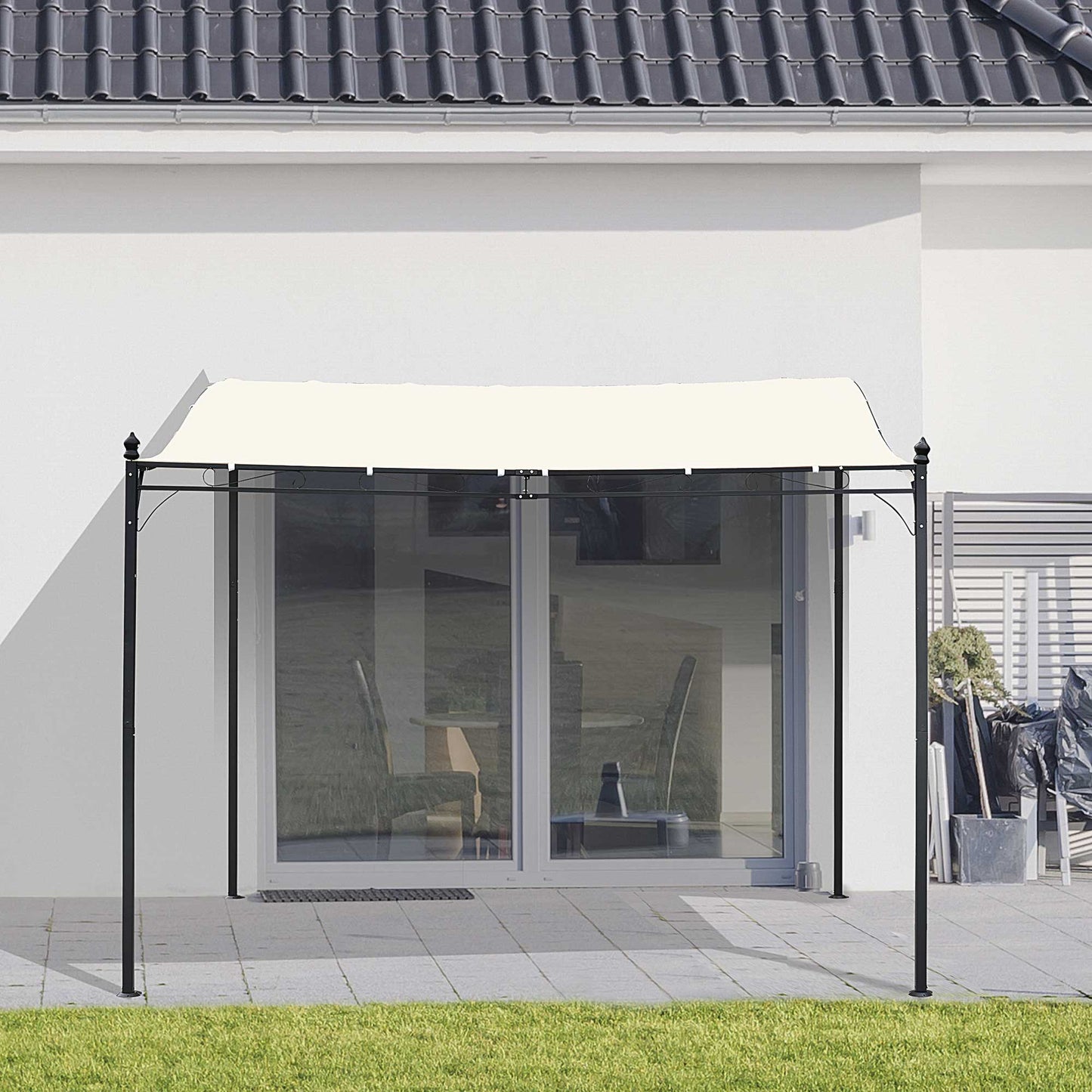Portable Gazebo 10x10 Steel Patio Outdoor Sun Shelter for Porch, Patio & Yard, Weather-resistan, Cream White