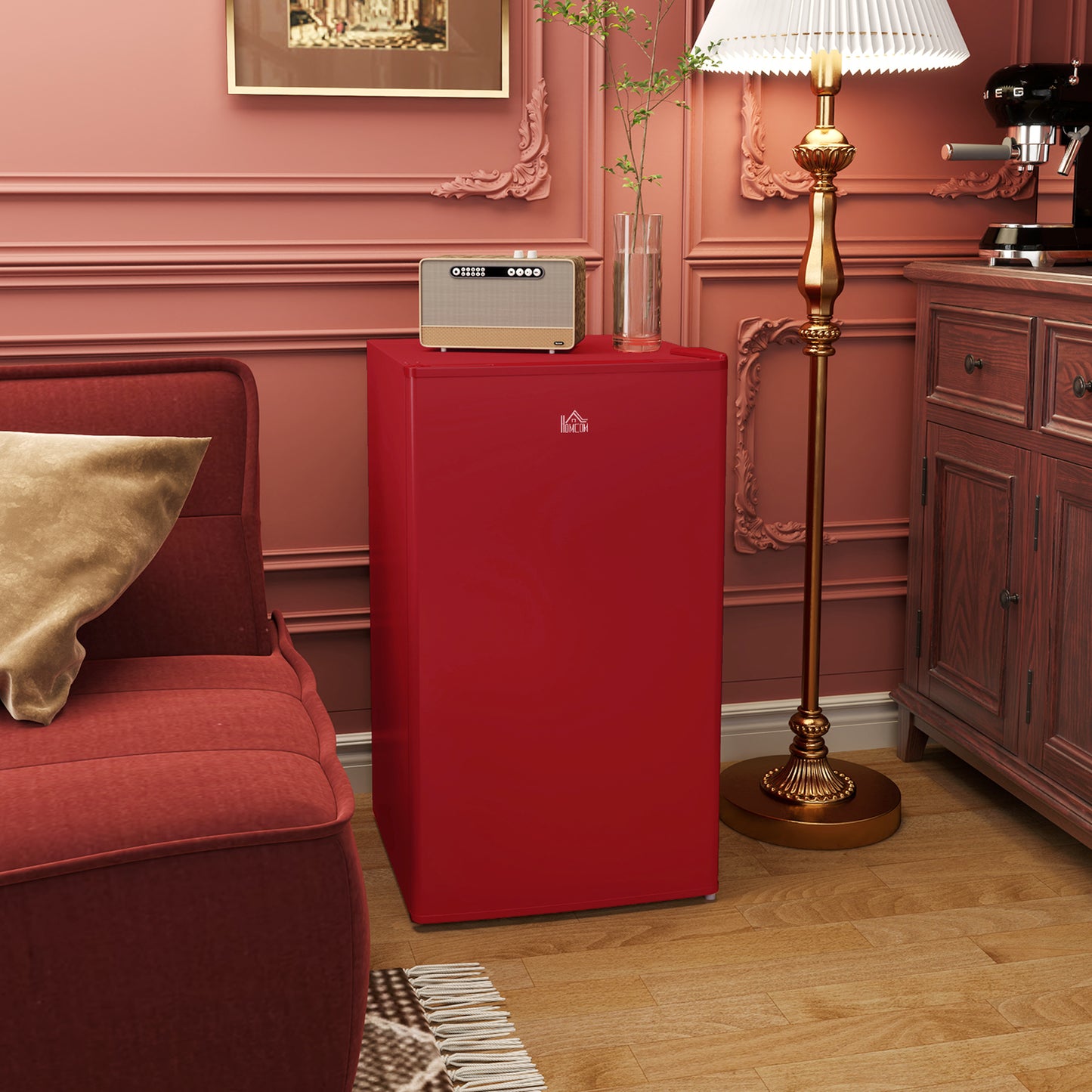 Compact Refrigerator, Mini Fridge with Freezer, Adjustable Shelf, Mechanical Thermostat and Reversible Door, Red