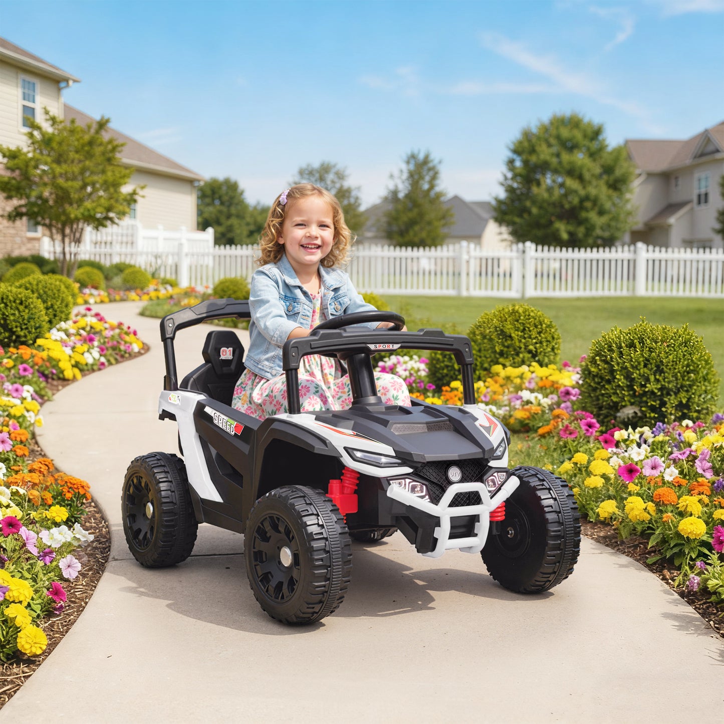 Qaba 12V Kids Ride On Truck with Dual Motors, Rear Suspension, Remote Control for 3-5 Years Boys Girls, White
