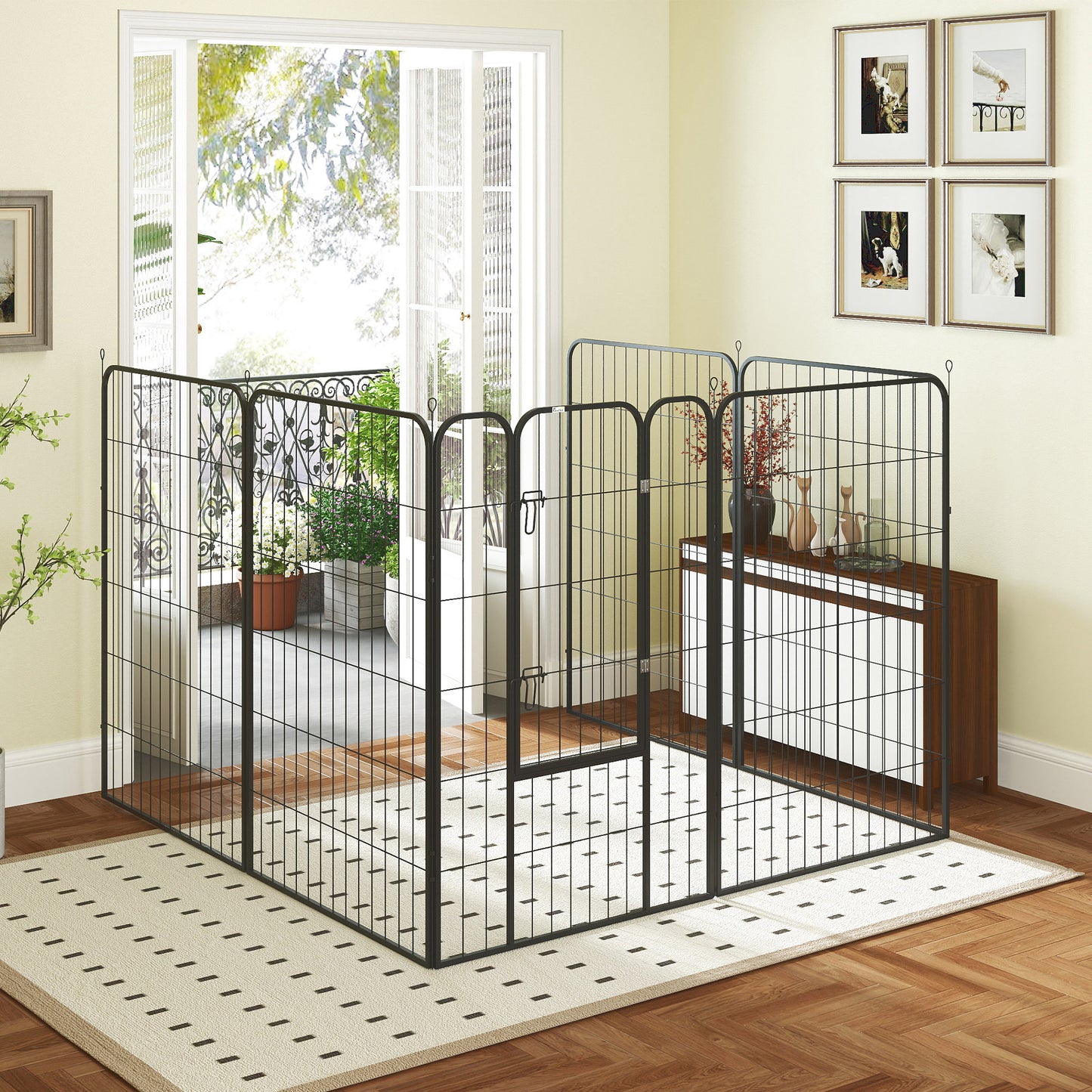 8 Panel Pet Playpen Play Yard Fence Home DIY Heavy-Duty Metal Foldable Indoor Outdoor 47"H