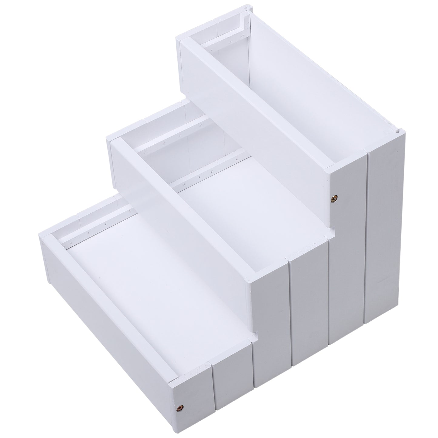 Pet Steps 3-Step Dog Stairs for Small Dogs Cats and Wooden Ramp with Storage Box Carpet Tread, White
