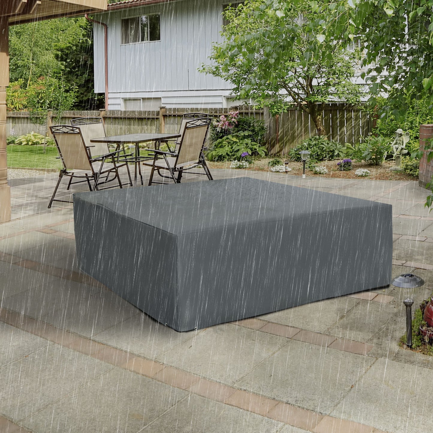 Patio Furniture Covers Waterproof for Lounge Chair Set, 600D Heavy Duty Oxford Patio Cover, 80.7" x 75.6" x 24", Grey