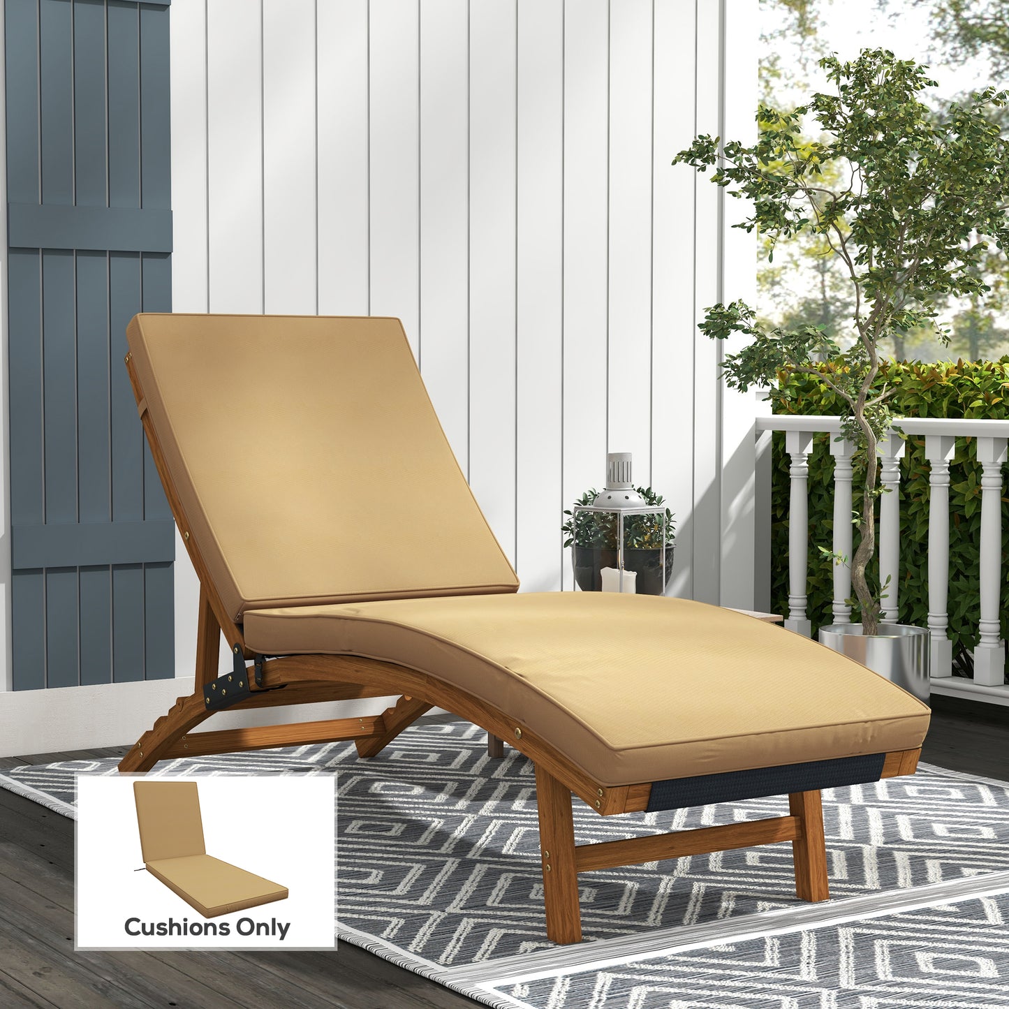 1-Piece Seat Cushion Replacement with Backrest for Lounge, Outdoor Patio Chair Cushions Set with Machine Washable Cover