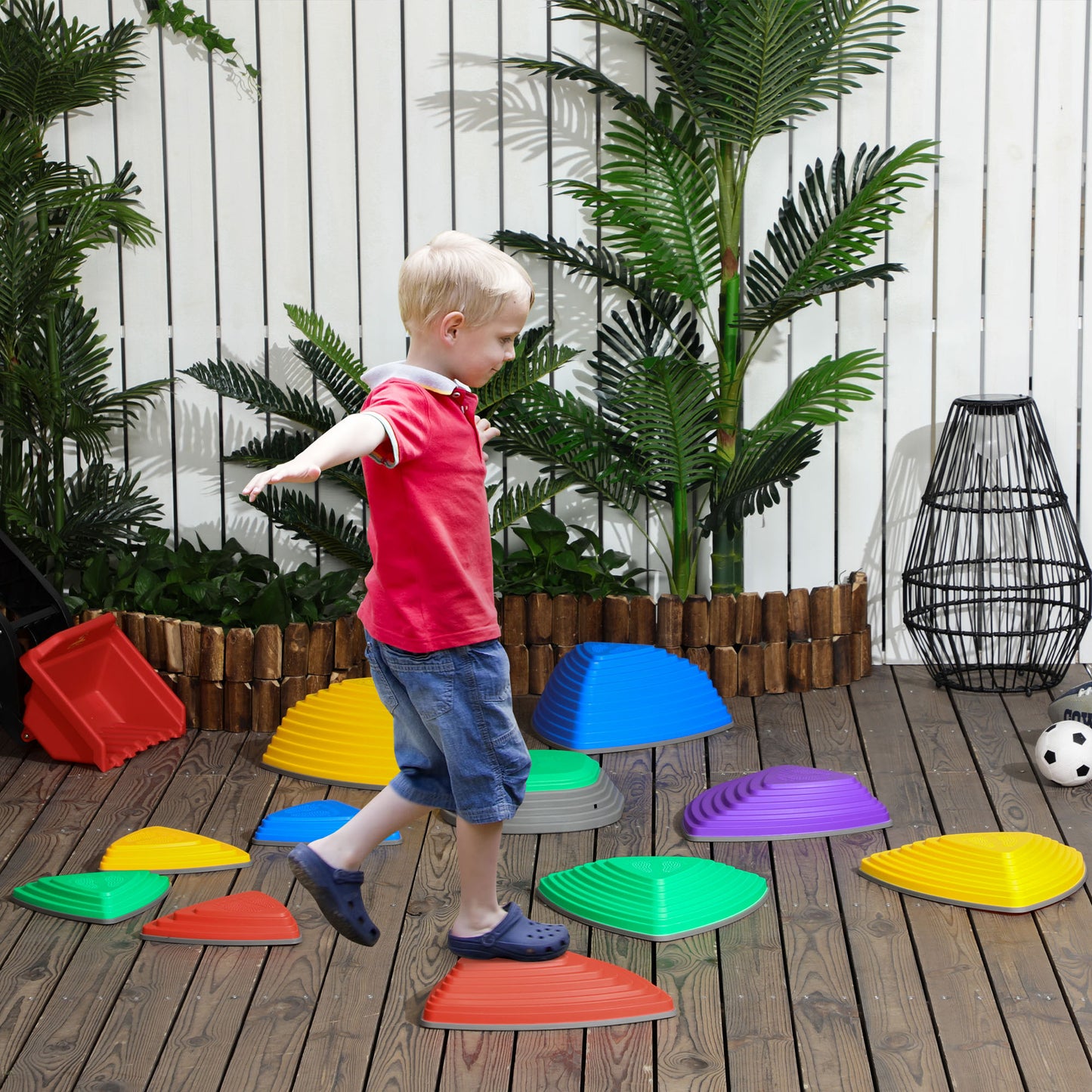 11 PCs Stepping Stones Kids with Non-slip Rubber, Stackable Balance Step Stones for Obstacle Course Sensory Play, Outdoor Indoor for 3-8 Years Old
