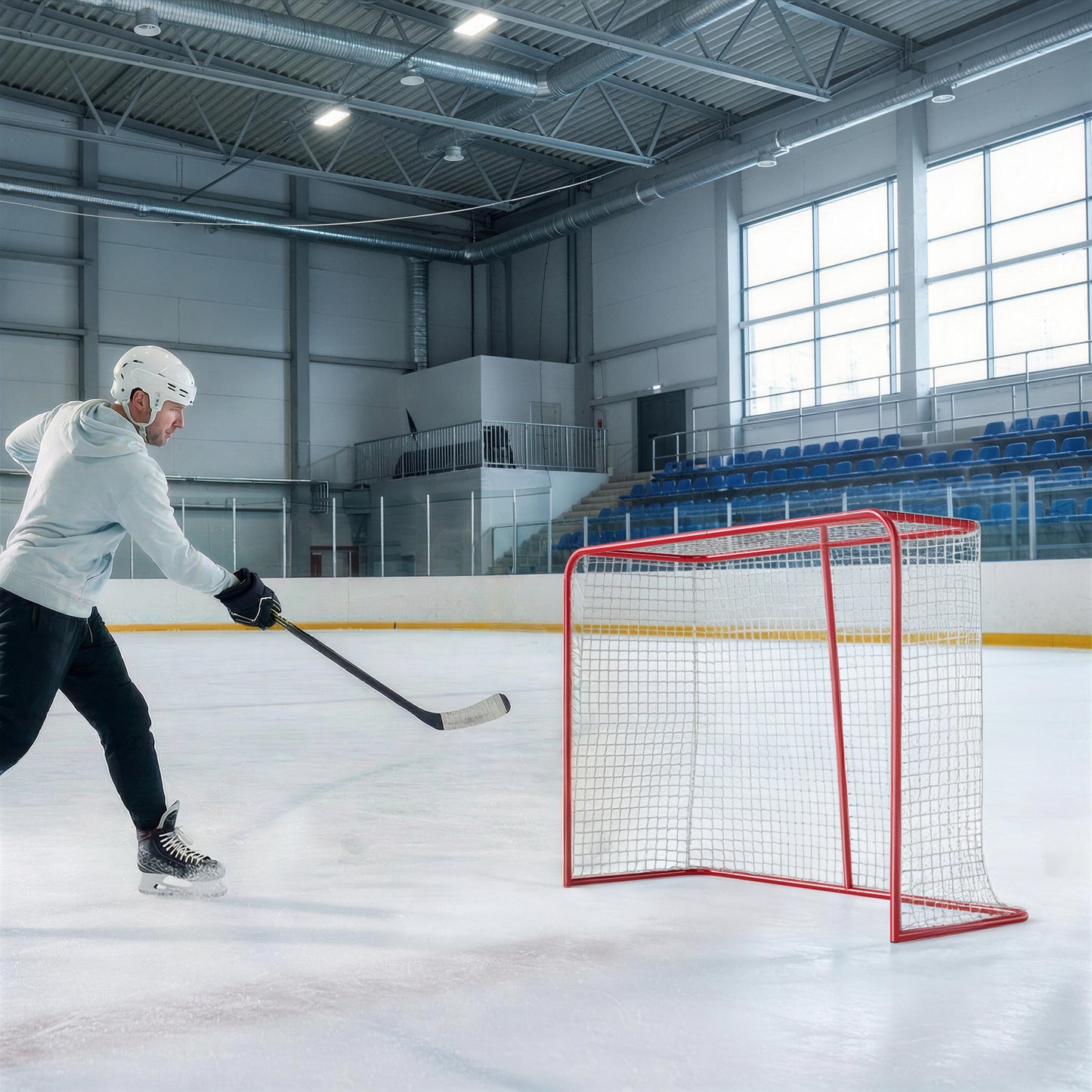 Soozier 5' x 4' Mini Hockey Goal, Easy Setup Hockey Net with Metal Frame, Lightweight & Portable