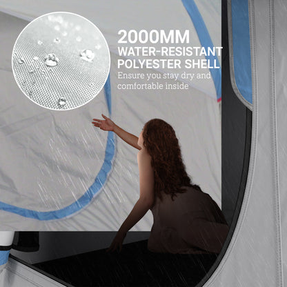 2000mm Waterproof SUV Tent, Car Tent with 3 Doors and Mesh Window, for 5-6 Person Camping Travel, Grey and Blue