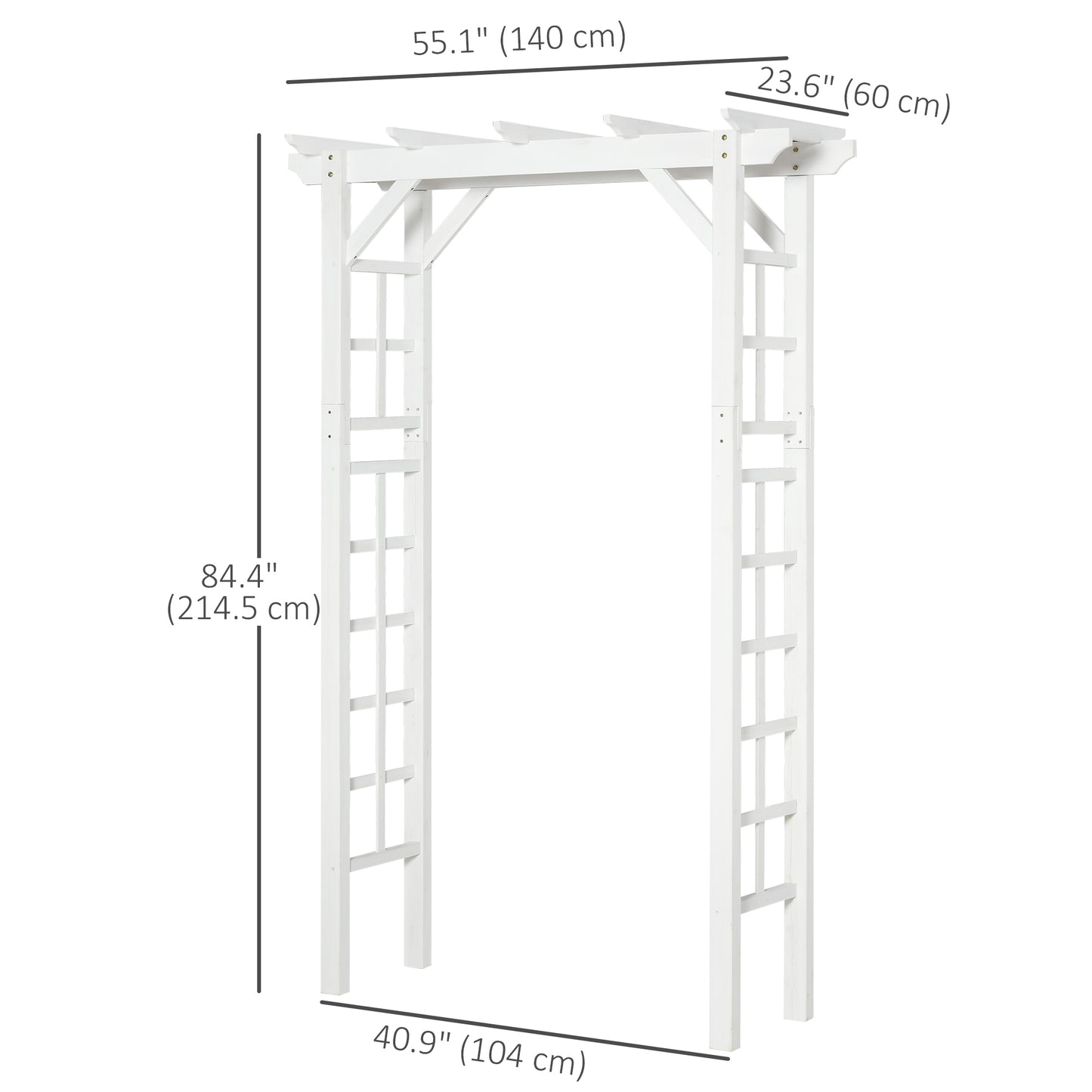85" Wooden Garden Arbour for Wedding and Ceremony, Outdoor Garden Arch Trellis for Climbing Vines - White