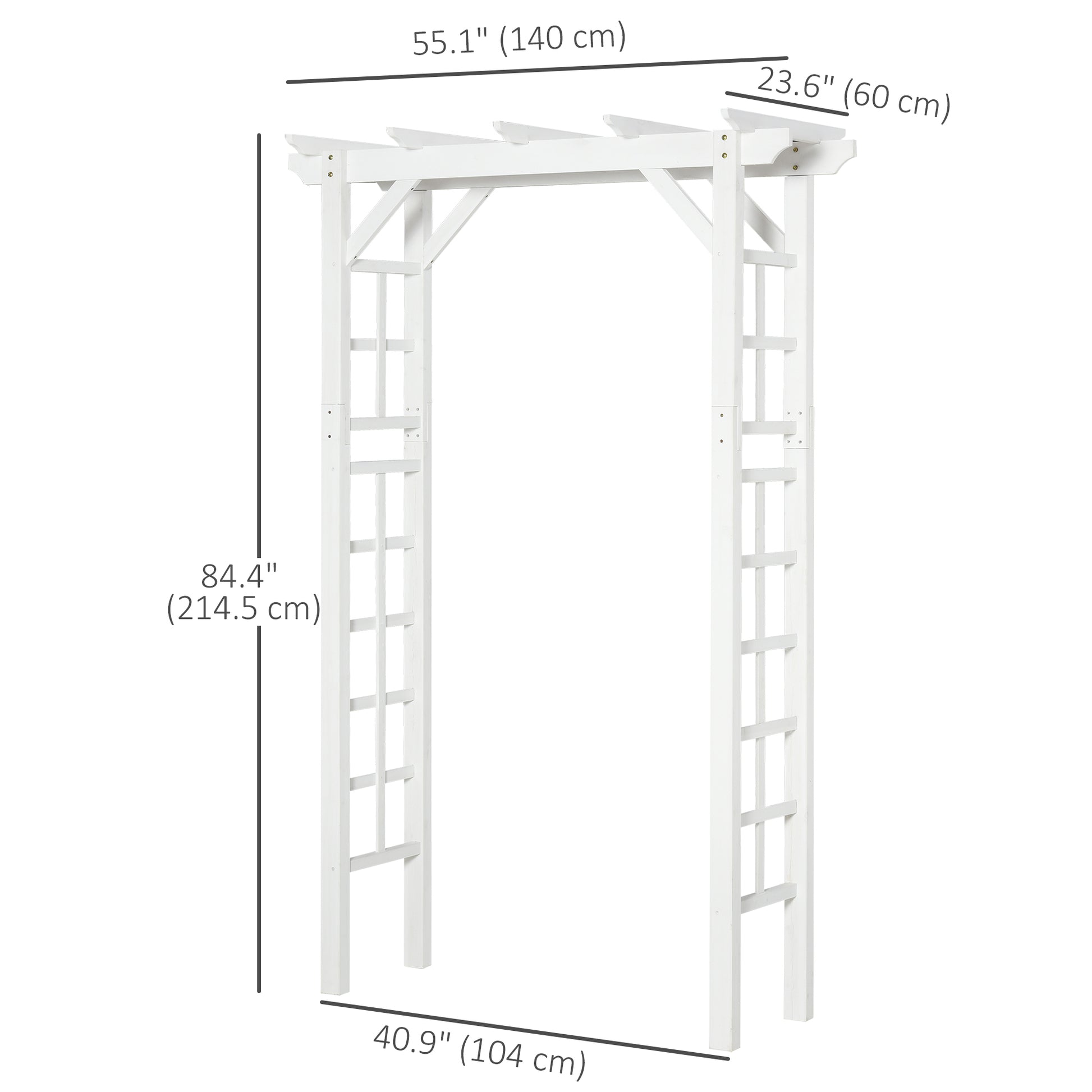 85" Wooden Garden Arbour for Wedding and Ceremony, Outdoor Garden Arch Trellis for Climbing Vines - White