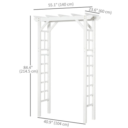 85" Wooden Garden Arbour for Wedding and Ceremony, Outdoor Garden Arch Trellis for Climbing Vines - White