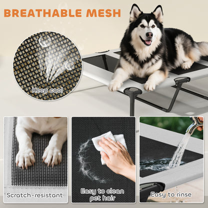 Elevated Dog Bed with Removable Canopy, Portable Outside Raised Pet Cot, Storage Bag, 48" x 36" x 37"
