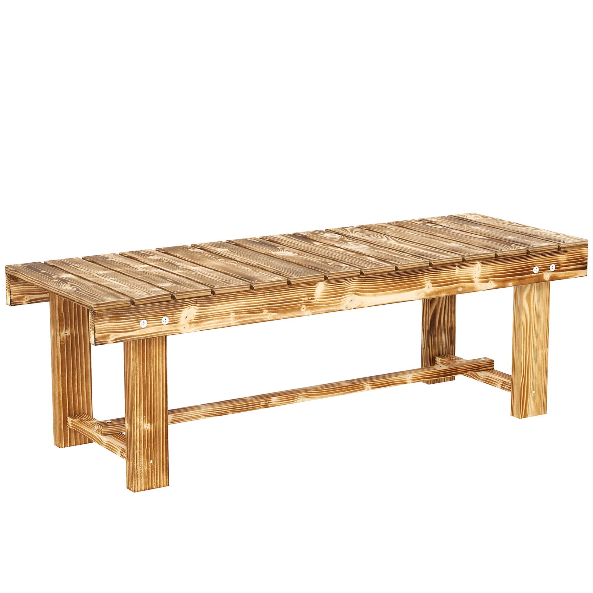 Outdoor Garden Bench, Backless Patio Fir Wood Stool, Armless Loveseat, 43.25" x 15" x 13.75", Carbonized