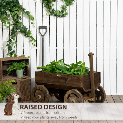 Wooden Raised Garden Bed, Flower Cart w/ Wheels, Planters for Outdoor Plants, Backyard, Patio, Deck, Garden Decor