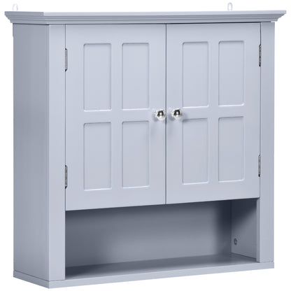 Bathroom Wall Cabinet, Medicine Cabinet, Over Toilet Storage Cabinet with Adjustable Shelf and 2 Doors for Hallway, Living Room, Gray