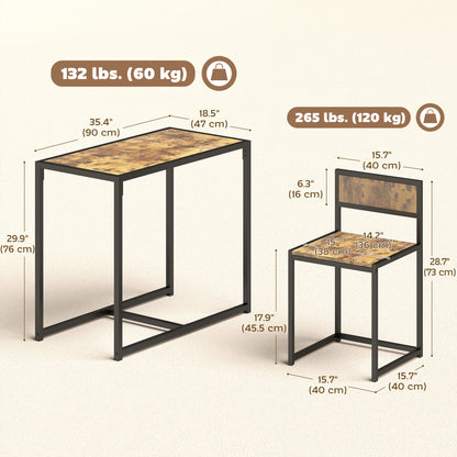 Dining Table Set, Industrial Dining Set for 2, Kitchen Table and Chairs for Small Space, Dining Room Table with Chairs