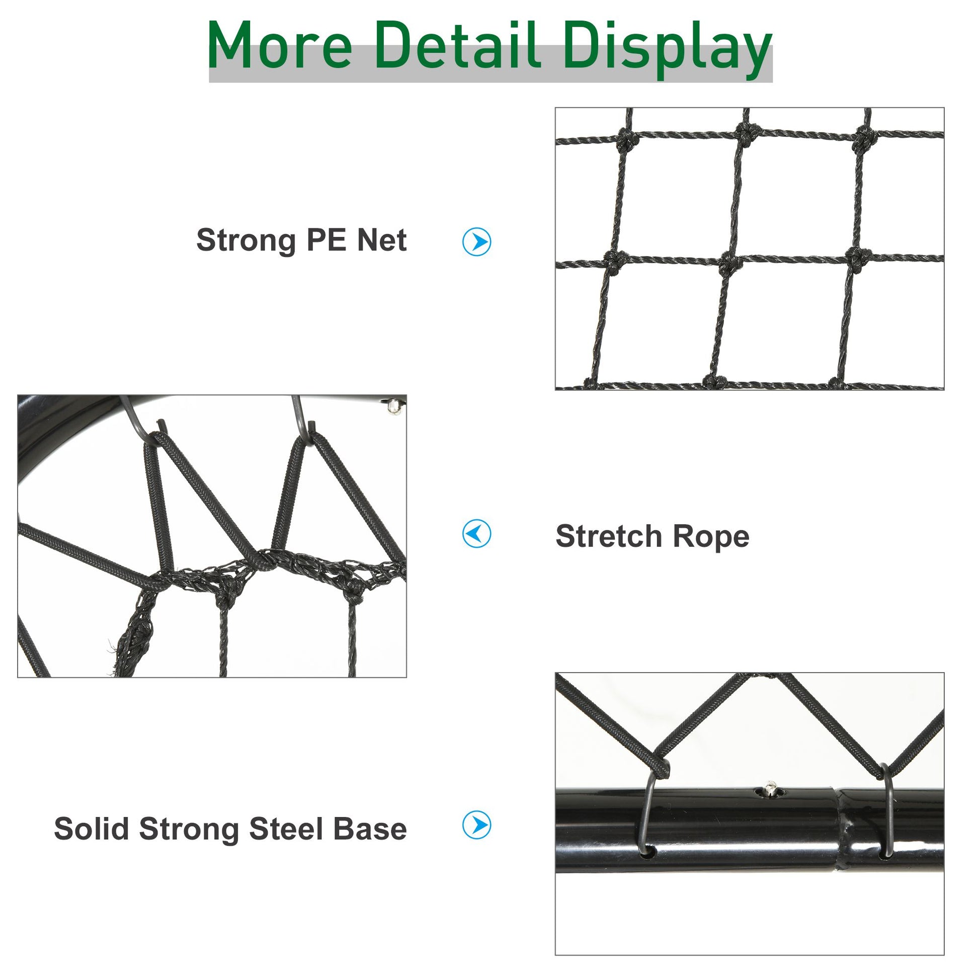 Soozier Soccer Rebounder Net, 3' x 3', Angle Adjustable Baseball Rebounder Net Training Equipment Aid with Quick Folding Design for Teens & Adults, Kickback Target Goal Play