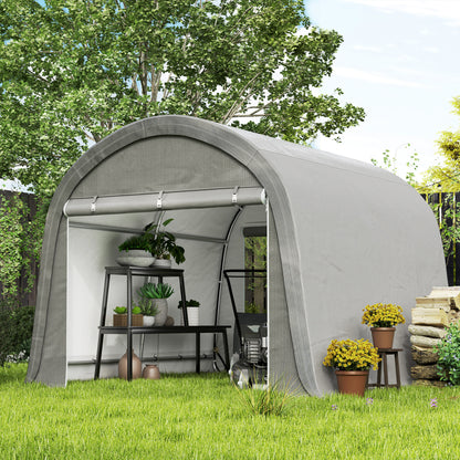 10' x 10' Outdoor Storage Tent, Heavy Duty and Waterproof Portable Shed for Bike, Motorcycle & Garden Tools, Light Grey