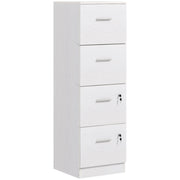 Vertical Filing Cabinet with Lock, 4 Drawer File Cabinet with Adjustable Hanging Bar for A4 and Letter Size, White