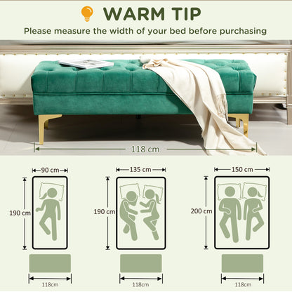 End of Bed Bench, Upholstered Bench, Entryway Shoe Bench with Button Tufted for Living Room, Bedroom, Dark Green