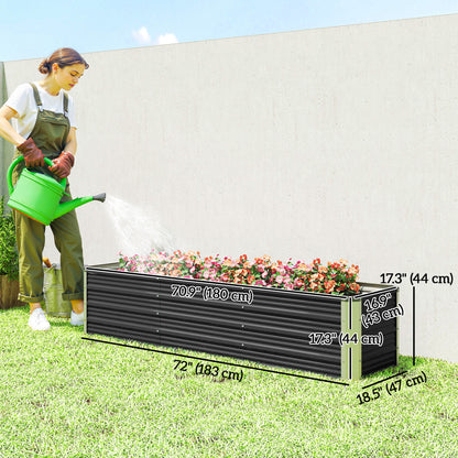 6' x 1.5' x 1.3' Galvanized Raised Garden Bed, Elevated Large Metal Planter Box w/ Install Gloves for Backyard, Patio to Grow Vegetables, Herbs, and Flowers, Dark Grey