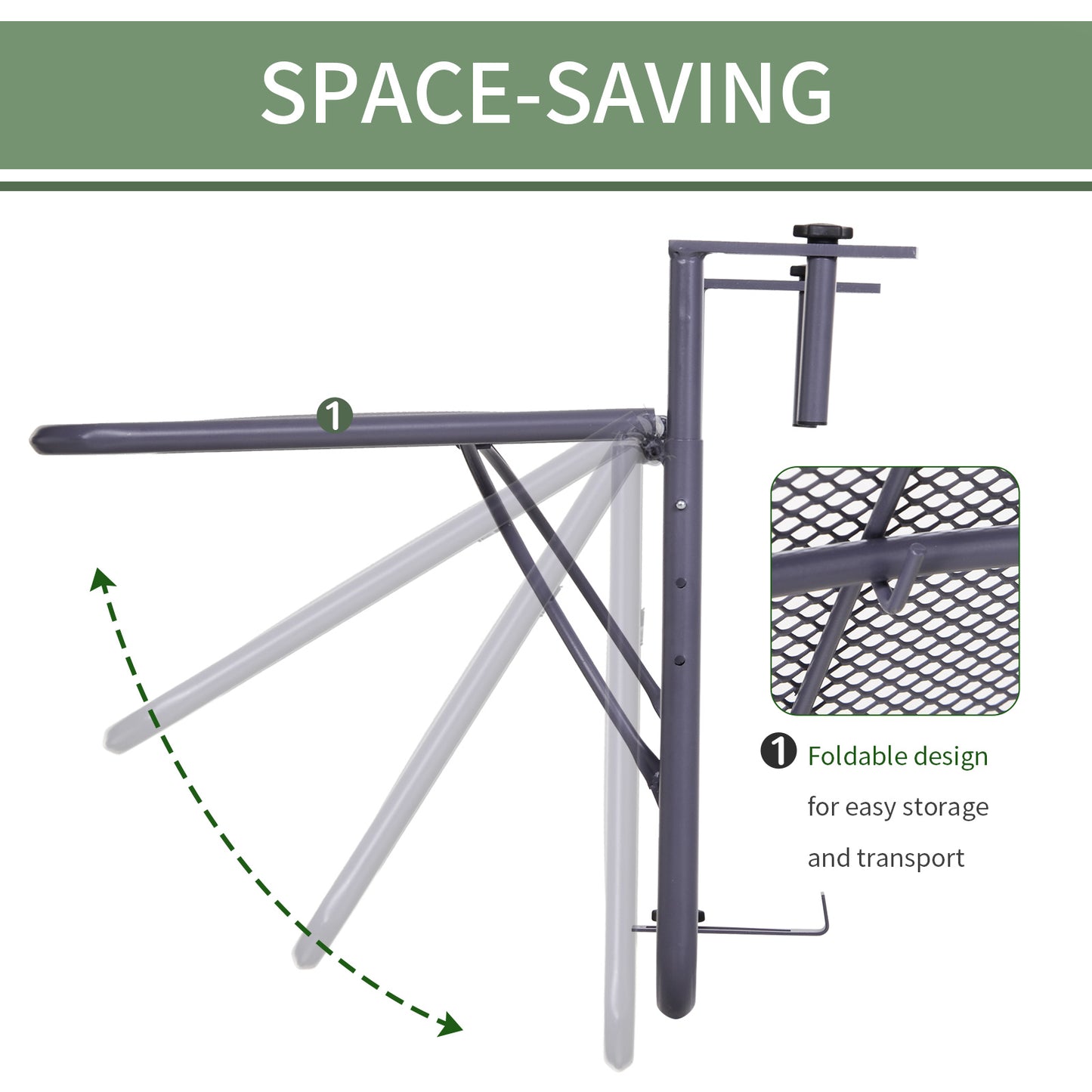 Adjustable Balcony Hanging Railing Table, Metal Mounting Mini Wall Desk Storage Rack, Outdoor Flower Stand Serving Table Rectangle, Grey
