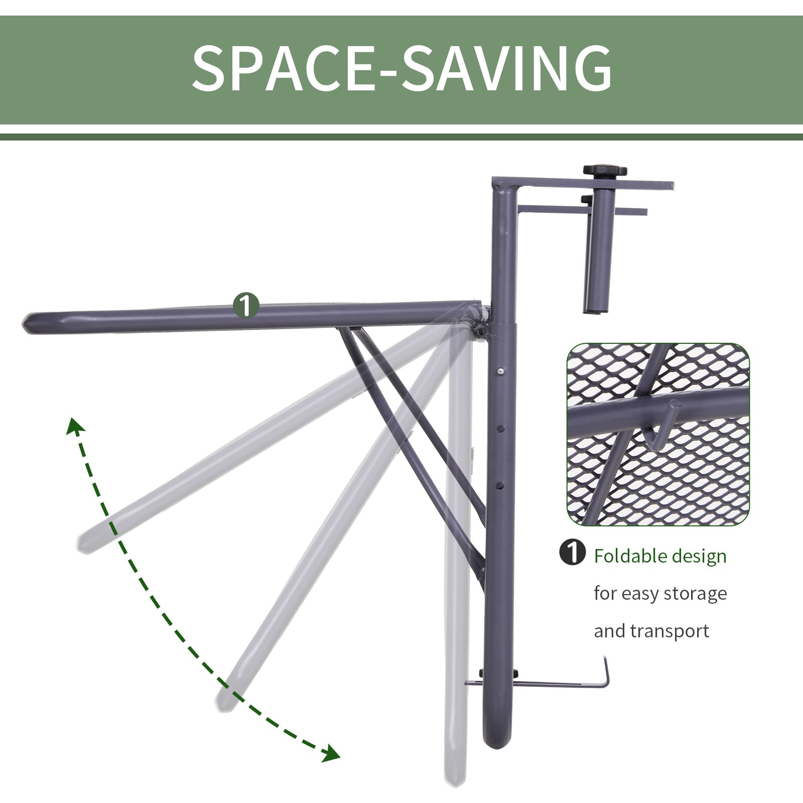 Adjustable Balcony Hanging Railing Table, Metal Mounting Mini Wall Desk Storage Rack, Outdoor Flower Stand Serving Table Rectangle, Grey