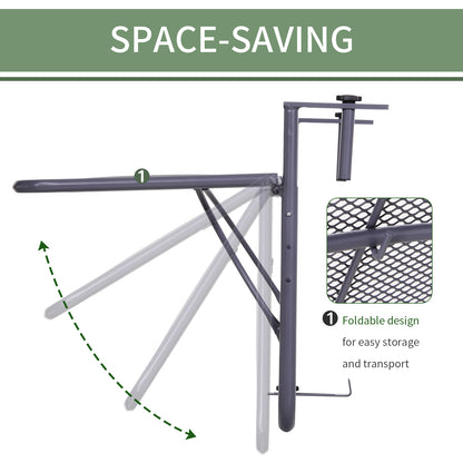 Adjustable Balcony Hanging Railing Table, Metal Mounting Mini Wall Desk Storage Rack, Outdoor Flower Stand Serving Table Rectangle, Grey