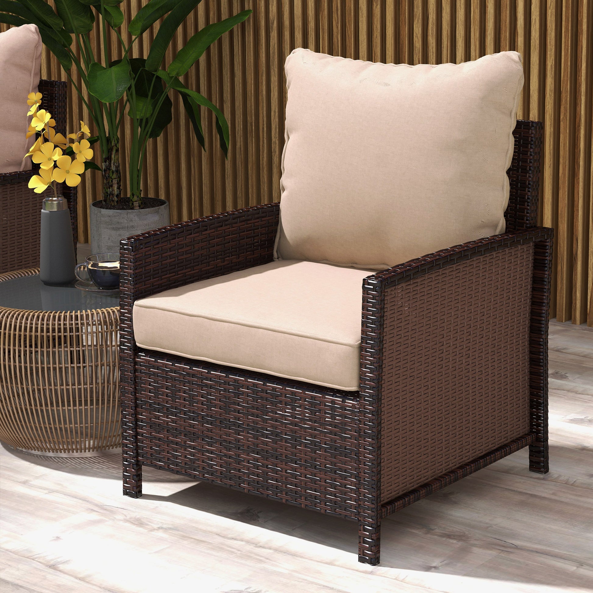 4-Piece Seat Cushion Pillows Replacement, Patio Chair Cushions Set with Back for Indoor Outdoor, Beige