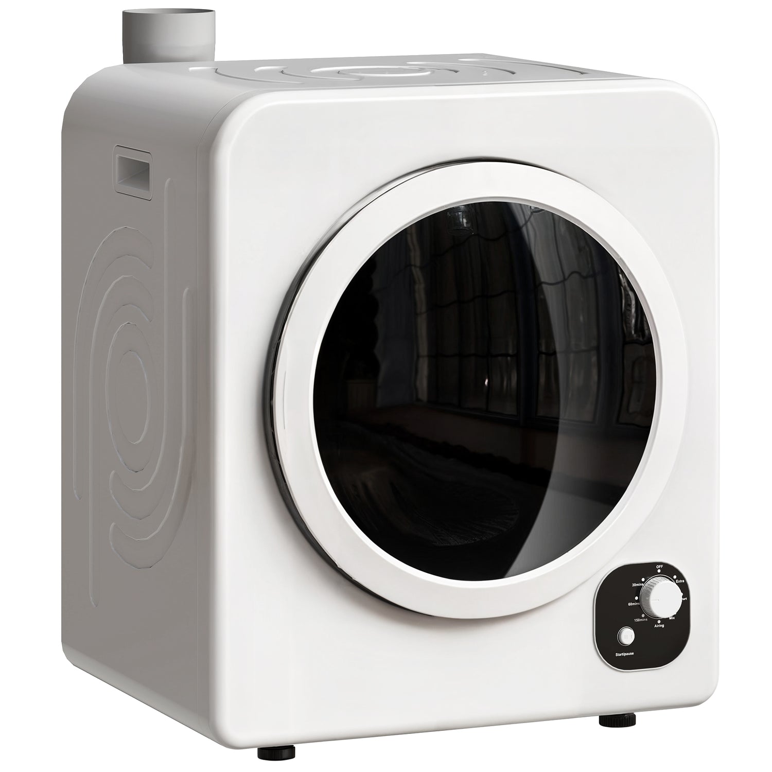 Compact Laundry Dryer, 1300W Portable Clothes Dryer with 4 Drying Modes, Stainless Steel Tub, White