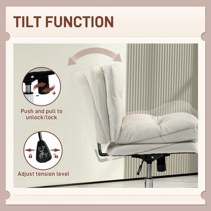Armless Office Chair, Criss Cross Chair with Adjustable Height & Tilt Function for Home Office, Study, Light Grey