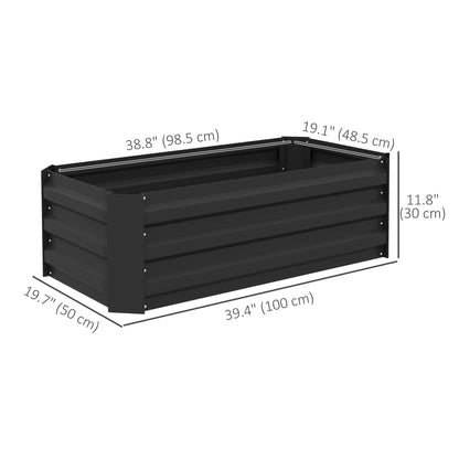 Set of 2 Raised Garden Bed, Steel Elevated Planter Box for Flowers, Herbs, Succulents, 39"x20"x12", Black
