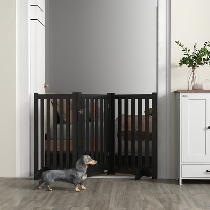 3-Panel Foldable Dog Gate with Feet for Medium Dogs and Below, Black