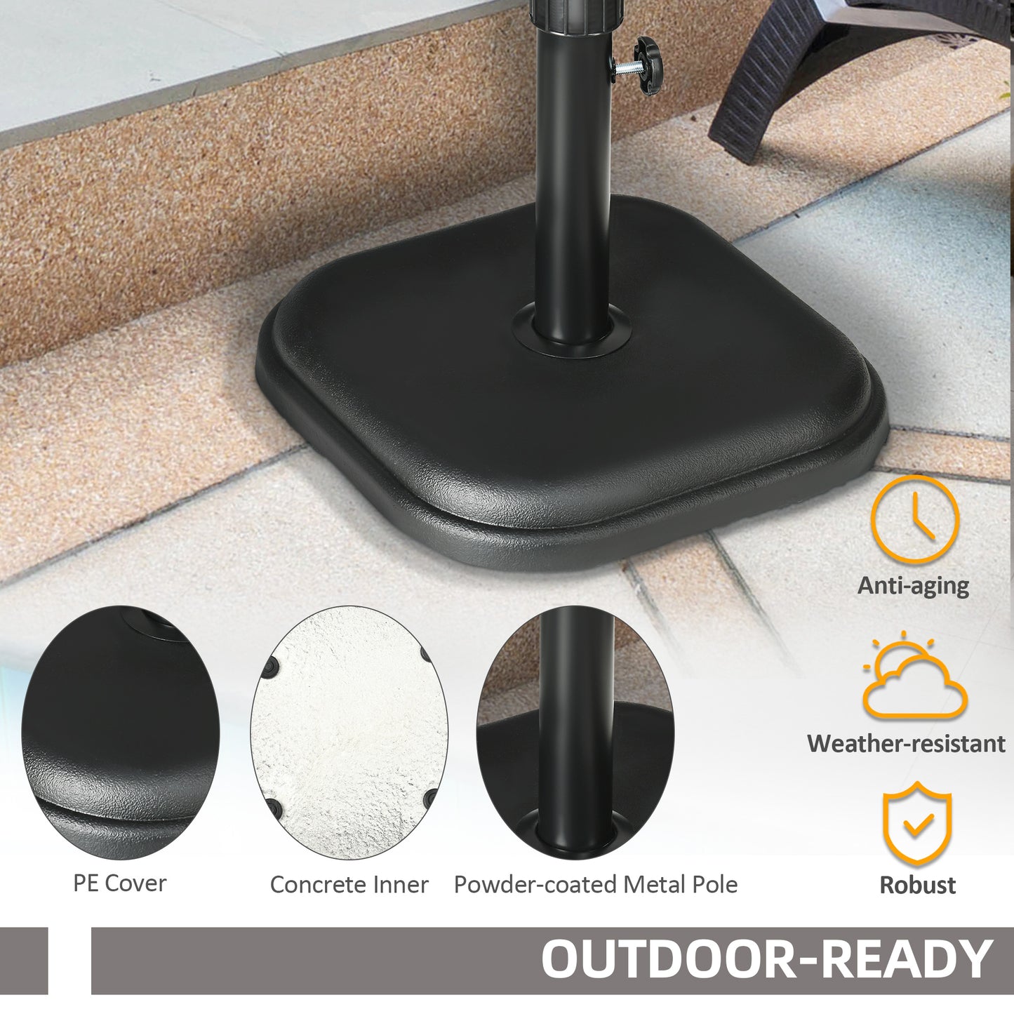 Patio Umbrella Base, 24 lb Heavy Duty Concrete Umbrella Stand, Market Table Umbrella Base Holder for Outdoor, Black