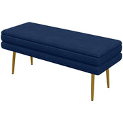 39" Storage Ottoman, Velvet End of Bed Bench with Steel Legs, Foot Stool with Storage for Bedroom, Living Room