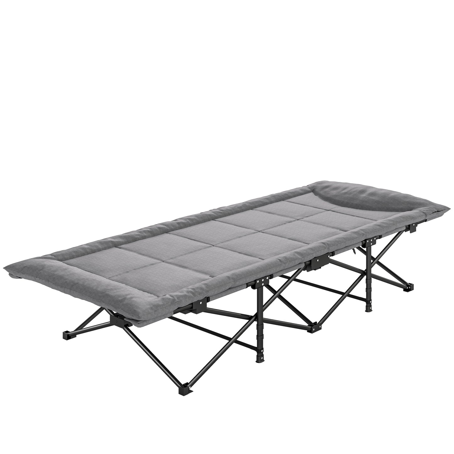 Camping Cot for Adults with Padded Cushion, 31.5" Wide Folding Bed with Carry Bag and Non-Slip Feet, Grey
