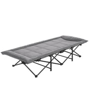 Camping Cot for Adults with Padded Cushion, 31.5" Wide Folding Bed with Carry Bag and Non-Slip Feet, Grey