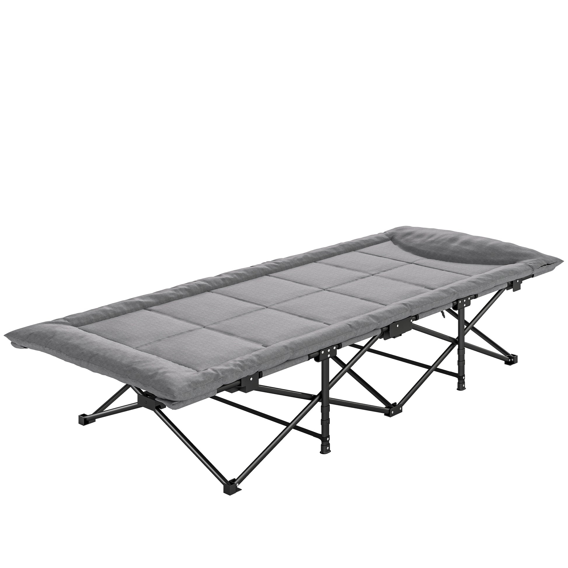Camping Cot for Adults with Padded Cushion, 31.5" Wide Folding Bed with Carry Bag and Non-Slip Feet, Grey