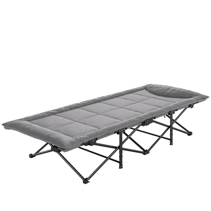 Camping Cot for Adults with Padded Cushion, 31.5" Wide Folding Bed with Carry Bag and Non-Slip Feet, Grey