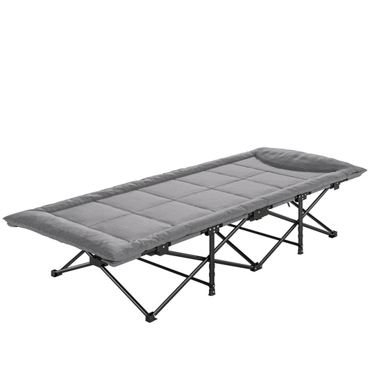 Camping Cot for Adults with Padded Cushion, 31.5" Wide Folding Bed with Carry Bag and Non-Slip Feet, Grey
