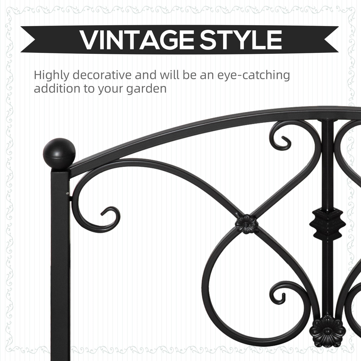 Garden Bridge 3.3FT, Decorative Classic Backyard Pond Bridge with Safety Railings Black